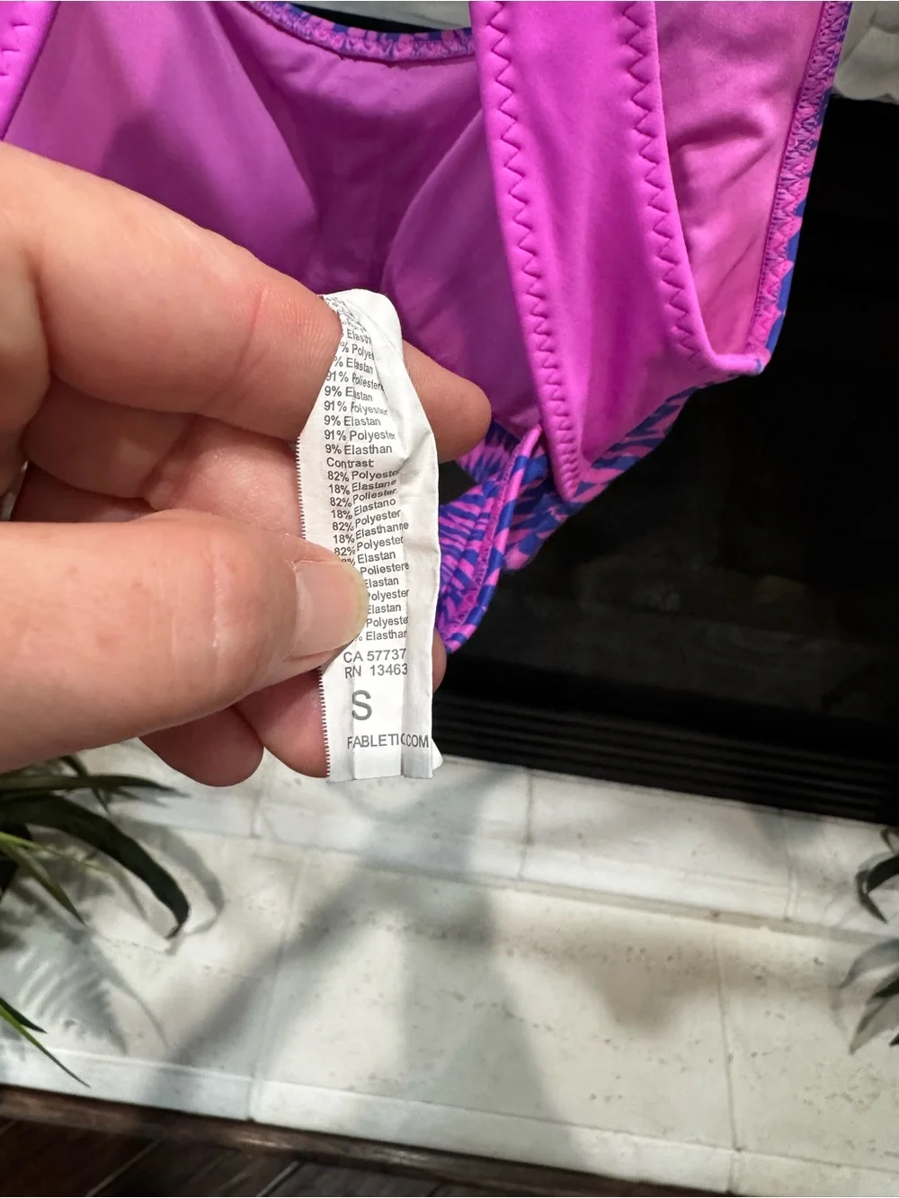 Fabletics Magenta & Violet Optical-Print Sport Reversible Bikini Set